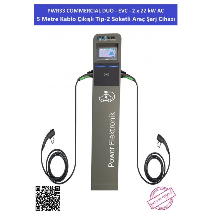 PWR33 Commercial DUO -EVC-2x22 kW EV Charger