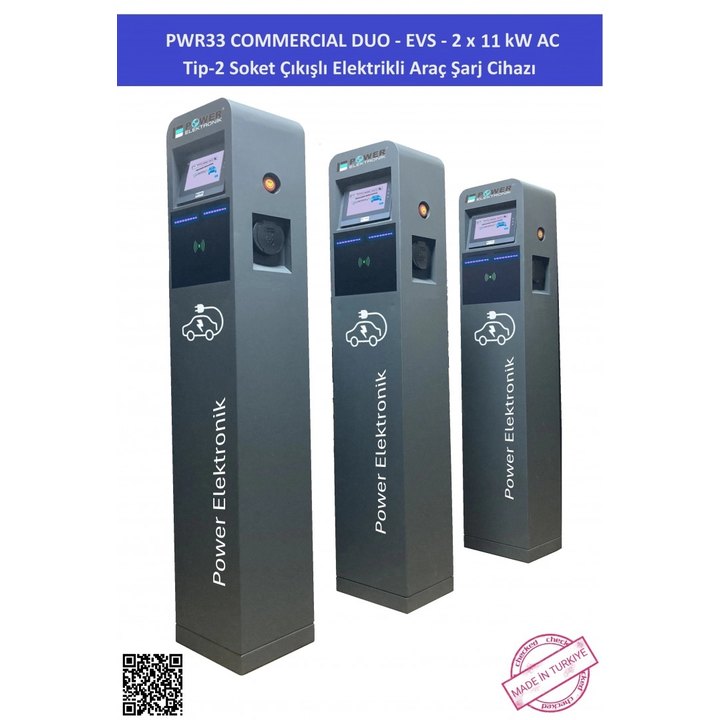 PWR33 Commercial DUO -EVS-2x11 kW EV Chargers
